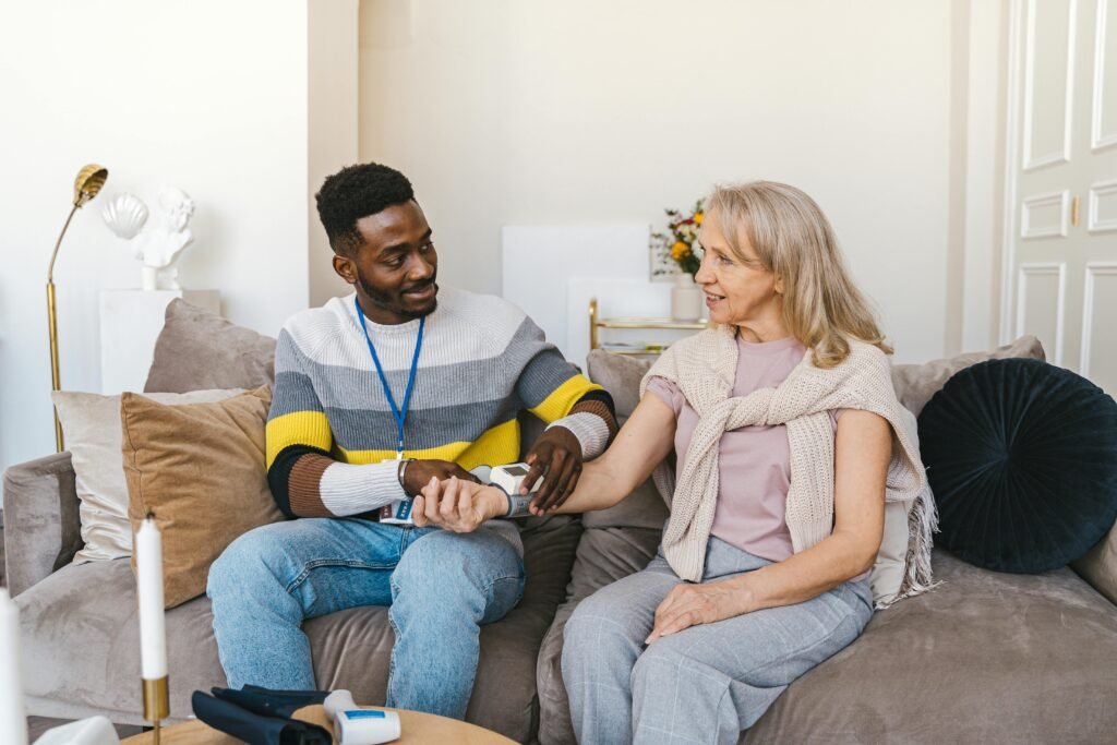 Metatron Angel Home Care Giver, with happy senior in Des Moines, IA